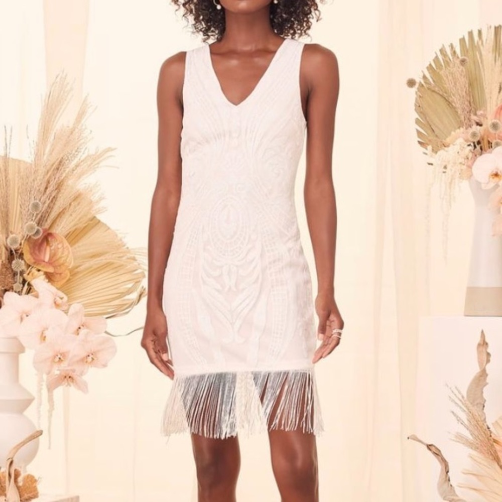 White Sequin Mini Dress